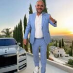Men’s Slim Fit Light Blue Pinstripe Casual Suit Set – 2-Piece Jacket & Trousers with Red Tie - Image 2