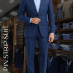 Men Navy strip suit, 	Tailor-Made Precision – Perfect fit crafted to your form.