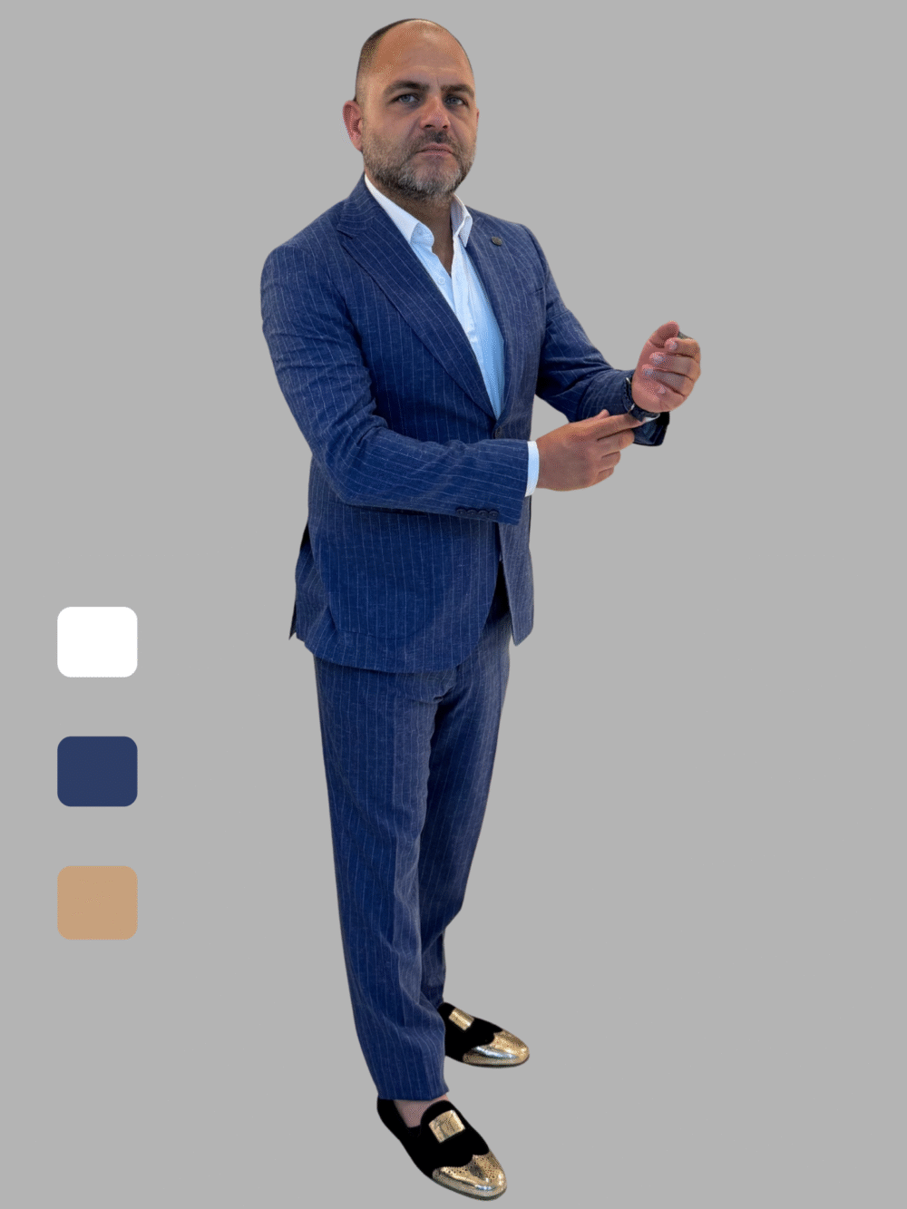Men Navy strip suit, 	Tailor-Made Precision – Perfect fit crafted to your form. - Image 1